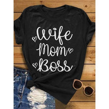 Load image into Gallery viewer, Wife mom boss print t shirt women casual cool summer t-shirt women short sleeve Tshirt