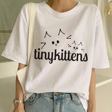 Load image into Gallery viewer, New Cute Cat T Shirt Women Casual Funny Cartoon Print Tshirt Harajuku Kawaii Fashion T-shirt Summer Short Sleeve Top Tees Female