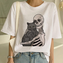 Load image into Gallery viewer, New Cute Cat T Shirt Women Casual Funny Cartoon Print Tshirt Harajuku Kawaii Fashion T-shirt Summer Short Sleeve Top Tees Female