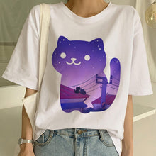 Load image into Gallery viewer, New Cute Cat T Shirt Women Casual Funny Cartoon Print Tshirt Harajuku Kawaii Fashion T-shirt Summer Short Sleeve Top Tees Female