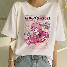 Load image into Gallery viewer, New Cute Cat T Shirt Women Casual Funny Cartoon Print Tshirt Harajuku Kawaii Fashion T-shirt Summer Short Sleeve Top Tees Female