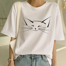 Load image into Gallery viewer, New Cute Cat T Shirt Women Casual Funny Cartoon Print Tshirt Harajuku Kawaii Fashion T-shirt Summer Short Sleeve Top Tees Female
