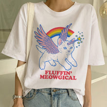 Load image into Gallery viewer, New Cute Cat T Shirt Women Casual Funny Cartoon Print Tshirt Harajuku Kawaii Fashion T-shirt Summer Short Sleeve Top Tees Female