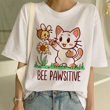 Load image into Gallery viewer, New Cute Cat T Shirt Women Casual Funny Cartoon Print Tshirt Harajuku Kawaii Fashion T-shirt Summer Short Sleeve Top Tees Female