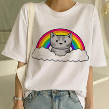 Load image into Gallery viewer, New Cute Cat T Shirt Women Casual Funny Cartoon Print Tshirt Harajuku Kawaii Fashion T-shirt Summer Short Sleeve Top Tees Female