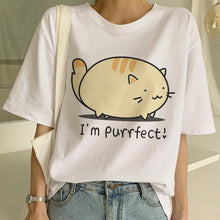 Load image into Gallery viewer, New Cute Cat T Shirt Women Casual Funny Cartoon Print Tshirt Harajuku Kawaii Fashion T-shirt Summer Short Sleeve Top Tees Female