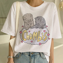 Load image into Gallery viewer, New Cute Cat T Shirt Women Casual Funny Cartoon Print Tshirt Harajuku Kawaii Fashion T-shirt Summer Short Sleeve Top Tees Female