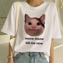 Load image into Gallery viewer, New Cute Cat T Shirt Women Casual Funny Cartoon Print Tshirt Harajuku Kawaii Fashion T-shirt Summer Short Sleeve Top Tees Female